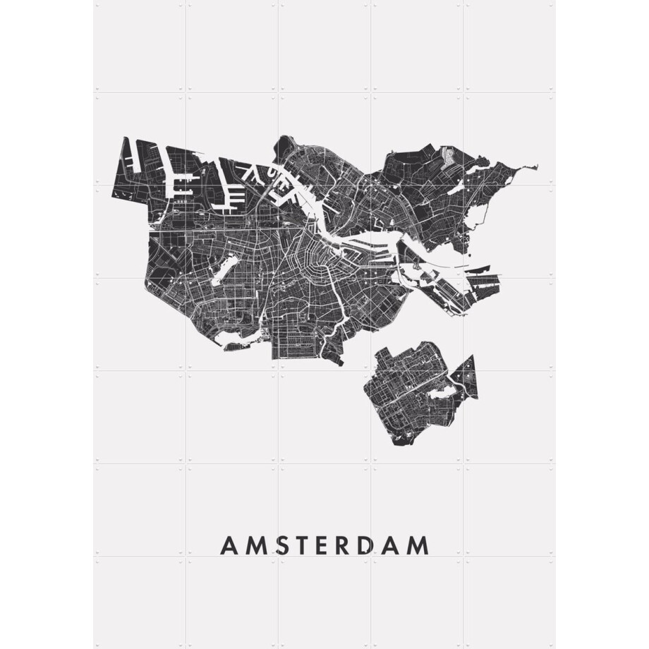 IXXI Amsterdam City Map, Kunst in Kaart - 100 x 140 cm - Gratis ophangtool - Grote wanddecoratie en posters - Technische Tekening, Grafisch Ontwerp afbeelding 1