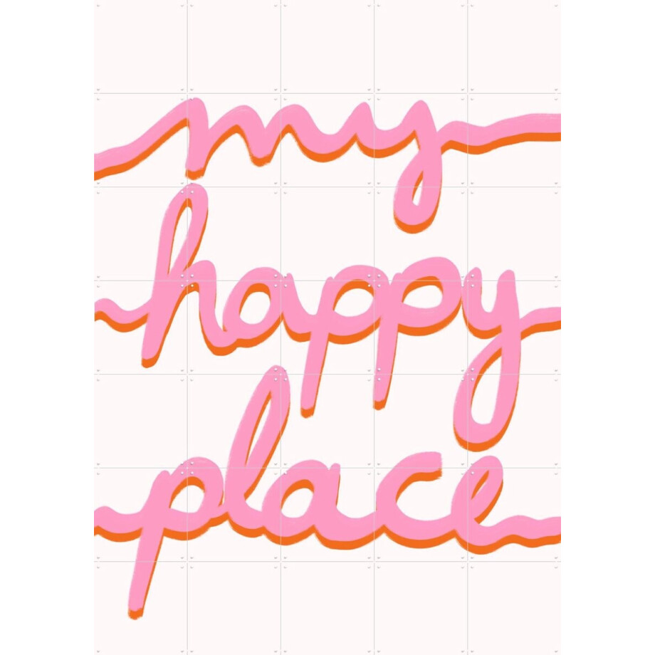 IXXI My Happy Place Pink, BAINAI - 100 x 140 cm - Gratis ophangtool - Grote wanddecoratie en posters Kinderkamer, Kinderen afbeelding 1