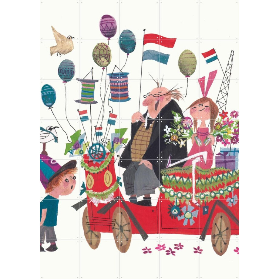 IXXI Feestje, Fiep Westendorp - 100 x 140 cm - Gratis ophangtool - Grote wanddecoratie en posters - Illustraties, Kleurrijk, Cartoonesk, Speels afbeelding 1