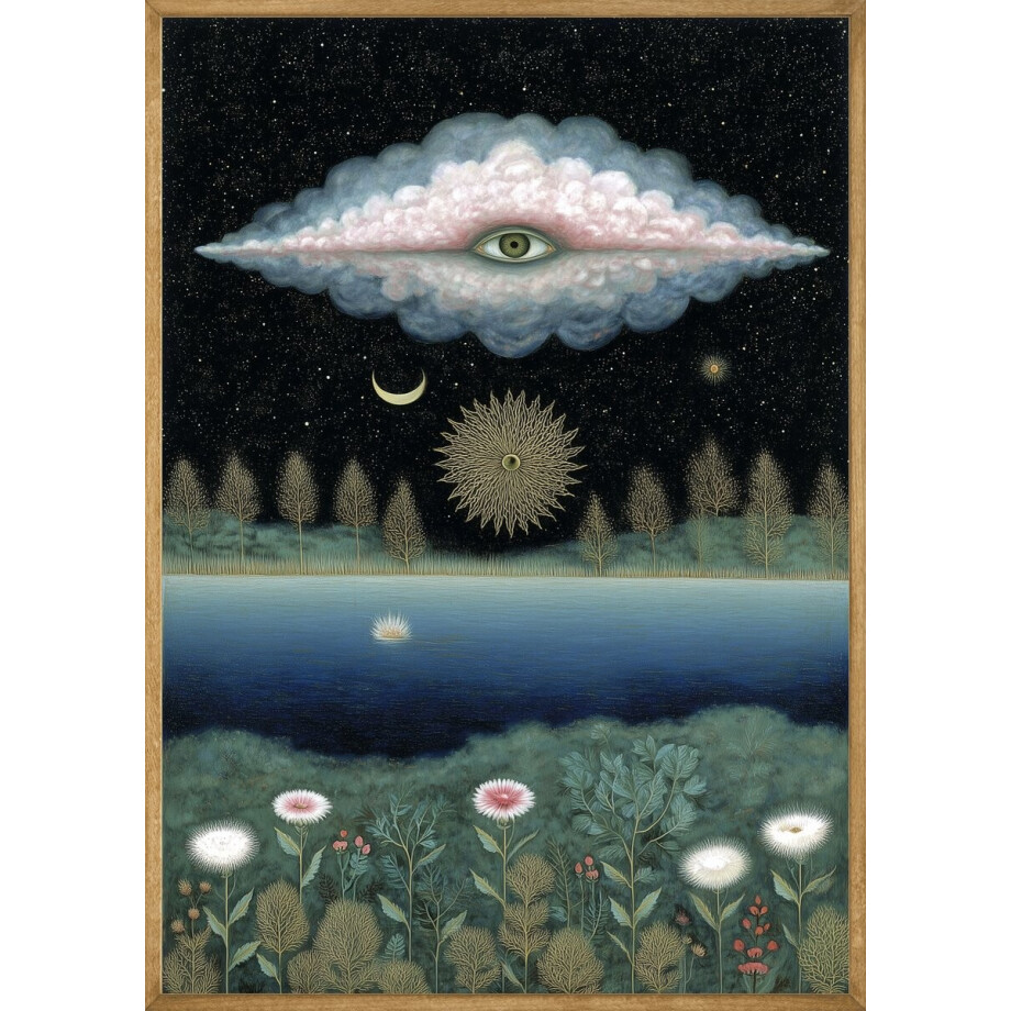 Sterrennacht aan de Oever Poster - 30x40 cm Sterrennacht aan de Oever Poster - 30x40 cm afbeelding 1