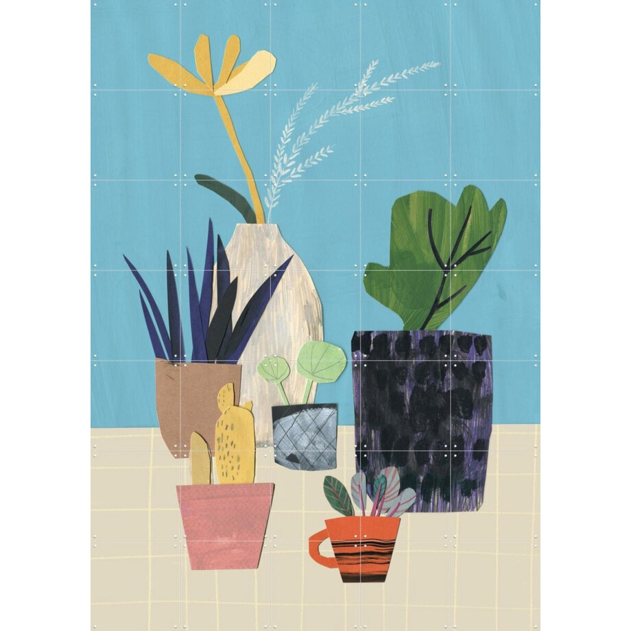 IXXI Plants, Signorinah - 100 x 140 cm - Gratis ophangtool - Grote wanddecoratie en posters - Gemengde Technieken, Speels, Kleurrijk, Illustraties afbeelding 1