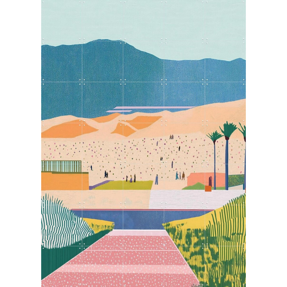 IXXI Walk in Dunes, Artclaud - 100 x 140 cm - Gratis ophangtool - Grote wanddecoratie en posters - Kleurrijk, Illustraties, Woonkamer, Landschappen afbeelding 1