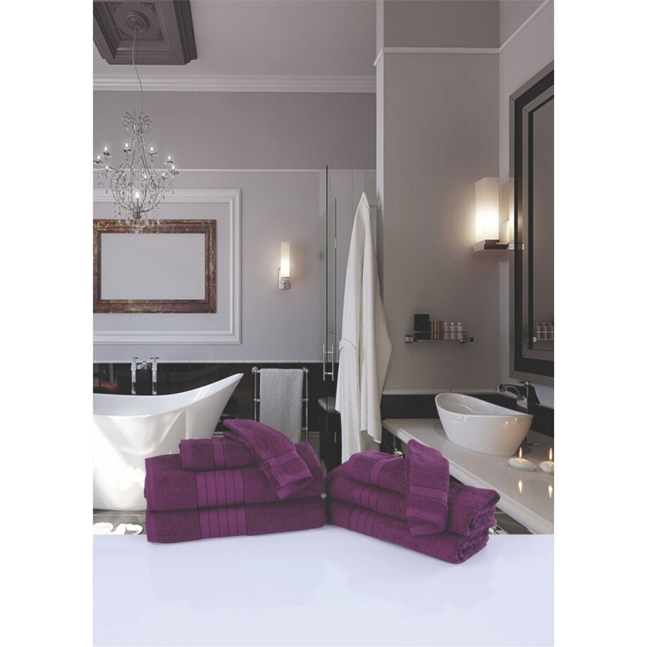 Good Morning uni handdoek effen kleur - Handdoekenset 8 - Bordeaux - Badstof afbeelding 1