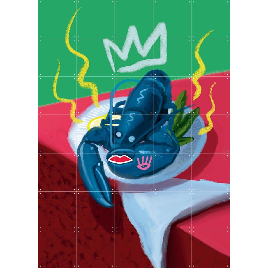 IXXI Lobster Blue, Pop-art by Tadej - 100 x 140 cm - Gratis ophangtool - Grote wanddecoratie en posters - Illustraties, Digitale Kunst, Pop art afbeelding 1