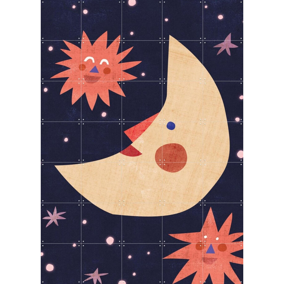 IXXI Moon & Stars, Lotte Dirks - 100 x 140 cm - Gratis ophangtool - Grote wanddecoratie en posters - Illustraties, Grafisch Ontwerp, Cartoonesk afbeelding 1