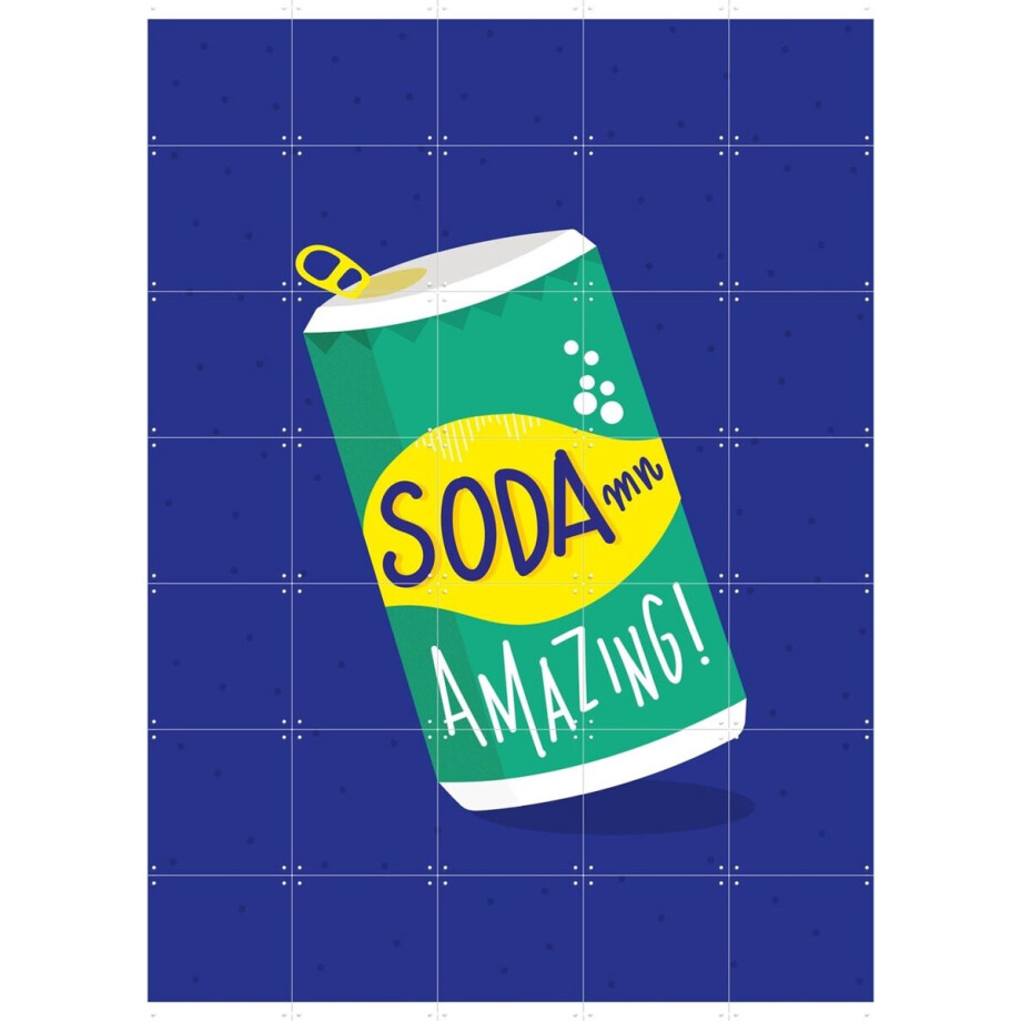 IXXI Soda Mn Amazing, Jetske Kox - 100 x 140 cm - Gratis ophangtool - Grote wanddecoratie en posters - Illustraties, Pop art, Kleurrijk, Speels, Eten afbeelding 1