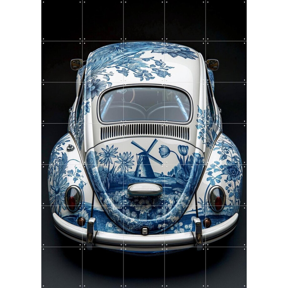 IXXI Delfts Blauwe Kever - Zwart 2, Margriet Hulsker - 100 x 140 cm - Gratis ophangtool - Grote wanddecoratie en posters - Illustraties, Decoratieve afbeelding 1