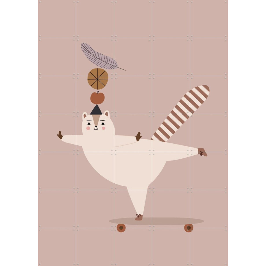 IXXI Bearsquirrel, Little Otja - 100 x 140 cm - Gratis ophangtool - Grote wanddecoratie en posters - Illustraties, Fantasierijk, Cartoonesk, Speels afbeelding 1