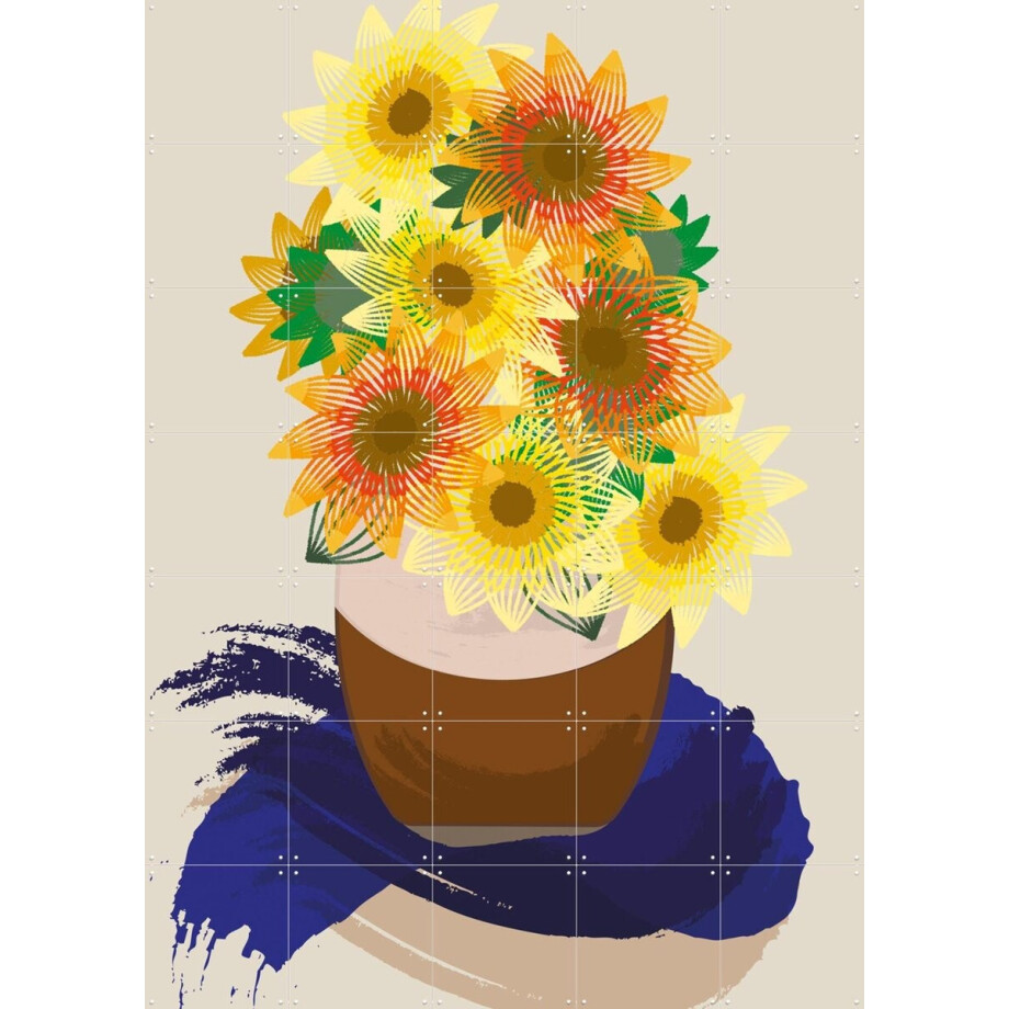 IXXI Sunflowers, Markus Laible & Van Gogh 21st Century - 100 x 140 cm - Grote wanddecoratie en posters - Illustraties, Kleurrijk, Klassiek, Digitale afbeelding 1