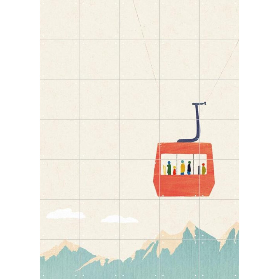 IXXI Ski Day 2 - Cable Car, Henry Rivers - 100 x 140 cm - Gratis ophangtool - Grote wanddecoratie en posters - Speels, Illustraties, Grafisch Ontwerp afbeelding 1