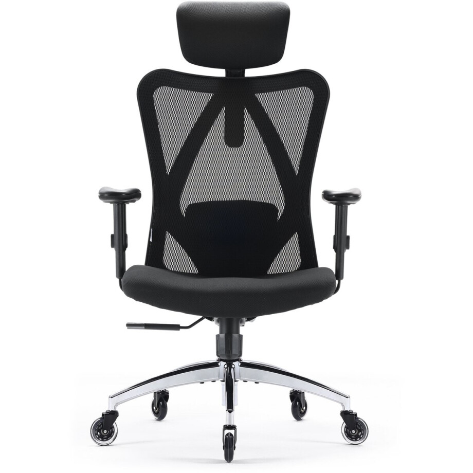 SIHOO M18-Series IJsrad Ergonomische Bureaustoel – Verstelbare Lendensteun – Ademend Mesh – W-vormige Zachte Sponszitting – Stille Wielen – Verstelbare Armleuningen & Rungleuning – 150kg afbeelding 1