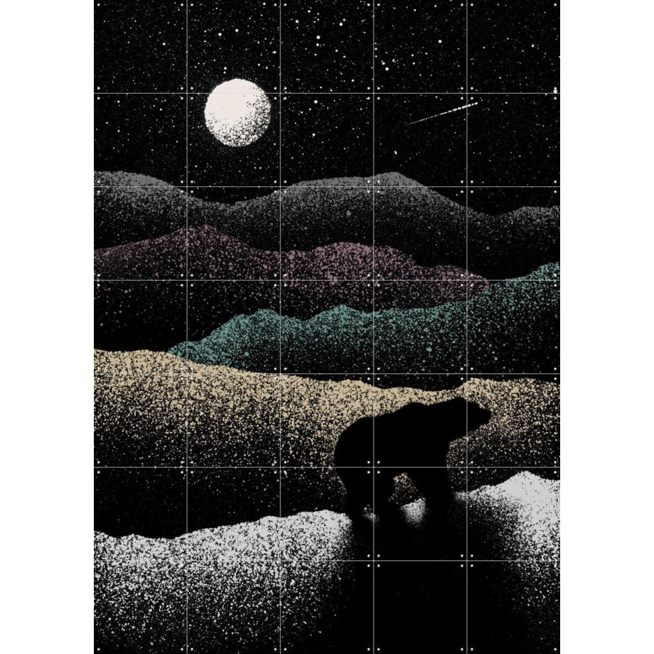 IXXI Wandering Bear, Florent Bodart - 100 x 140 cm - Gratis ophangtool - Grote wanddecoratie en posters - Illustraties, Grafisch Ontwerp, Slaapkamer afbeelding 1