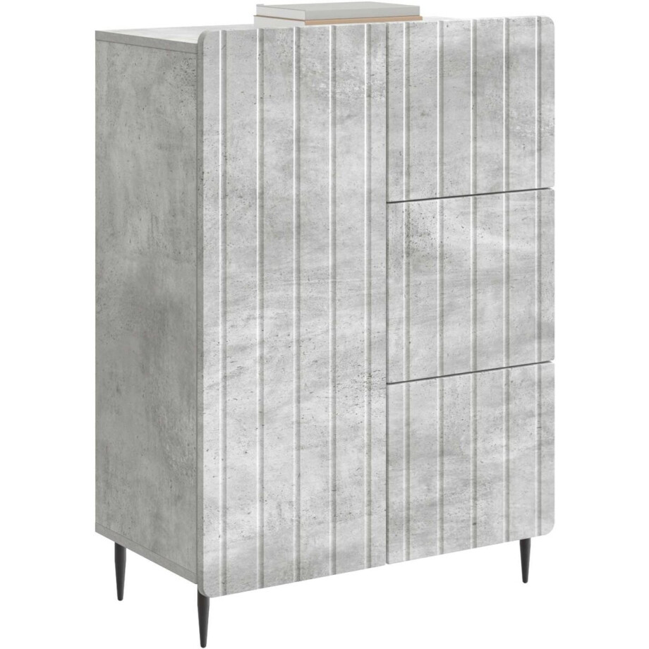 vidaXL - Dressoir - met - lade - Betongrijs - 66 - x - 34,5 - x - 91,5 - cm - Bewerkt - hout vidaXL - Dressoir - met - lade - Betongrijs - 66 - x - 34,5 - x - 91,5 - cm - Bewerkt - hout afbeelding 1