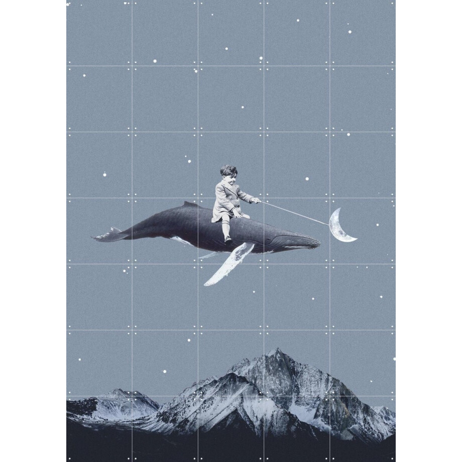 IXXI Aim for the Moon, Maarten Léon - 100 x 140 cm - Gratis ophangtool - Grote wanddecoratie en posters - Surrealisme, Collage, Illustraties, Mancave afbeelding 1