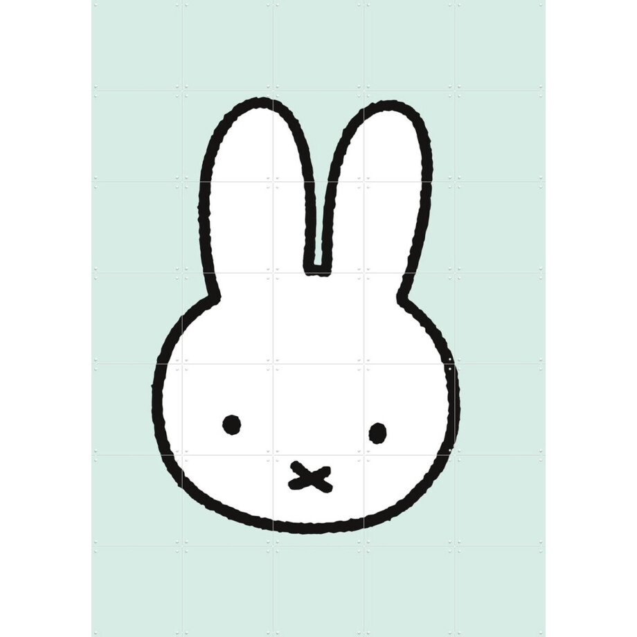 IXXI Hallo Nijntje Groen, Nijntje - 100 x 140 cm - Gratis ophangtool - Grote wanddecoratie en posters - Minimalistisch, Illustraties, Speels afbeelding 1