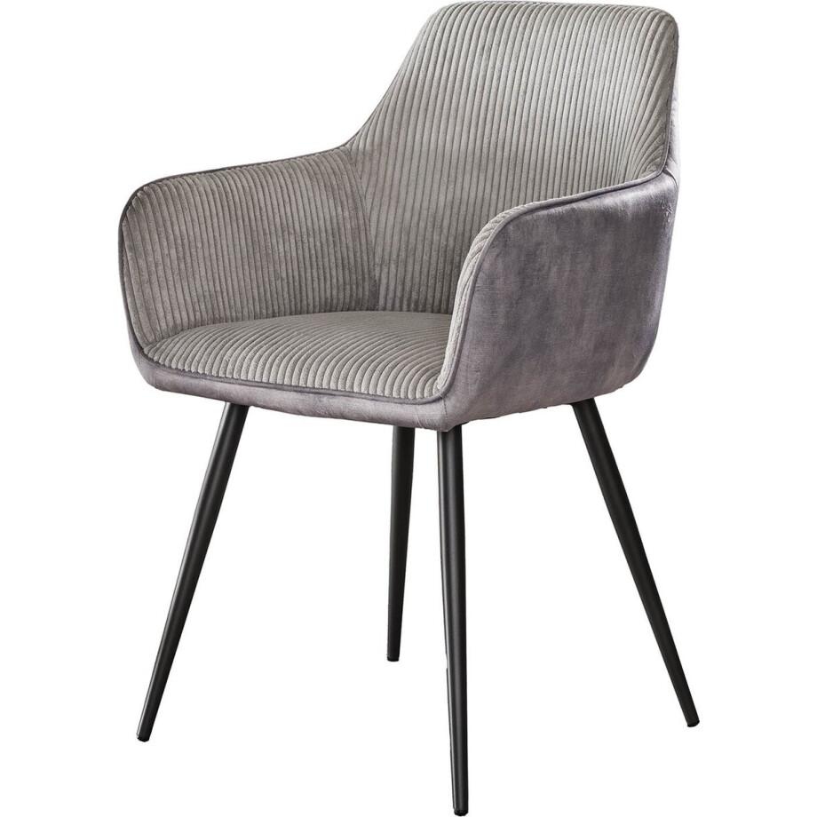 Giga Meubel Eetkamerstoel Rib - Grijs Ribstof afbeelding 1