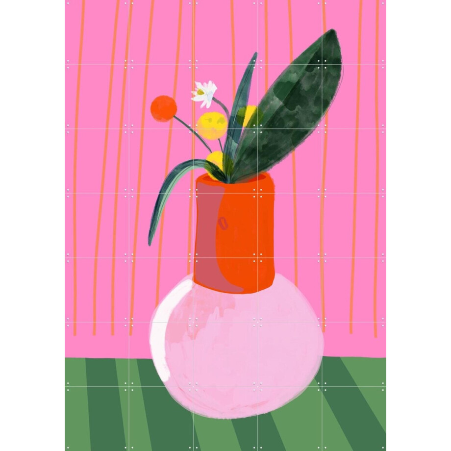 IXXI Mio Vaso pinky love, Hej.Ibiza - 100 x 140 cm - Gratis ophangtool - Grote wanddecoratie en posters - Kleurrijk, Abstract, Speels, Illustraties afbeelding 1