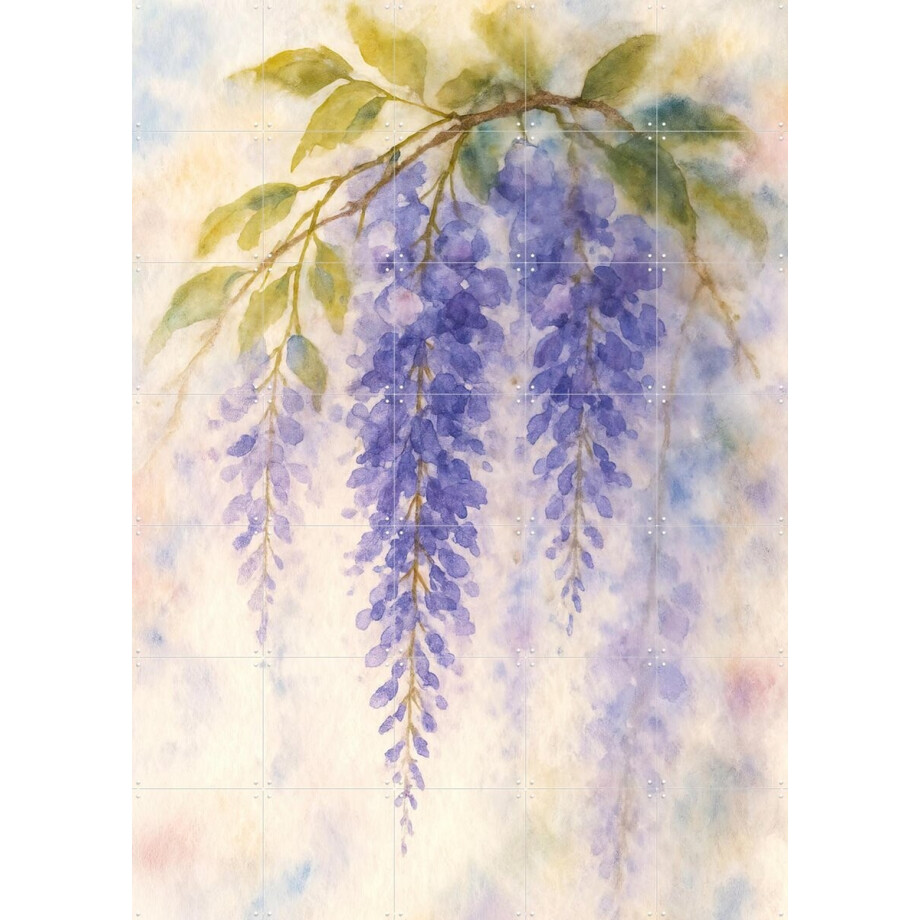 IXXI Blauwe Regen in Pastel Kleuren, Natalie Bruns - 100 x 140 cm - Gratis ophangtool - Grote wanddecoratie en posters - Aquarel, Studeerkamer afbeelding 1