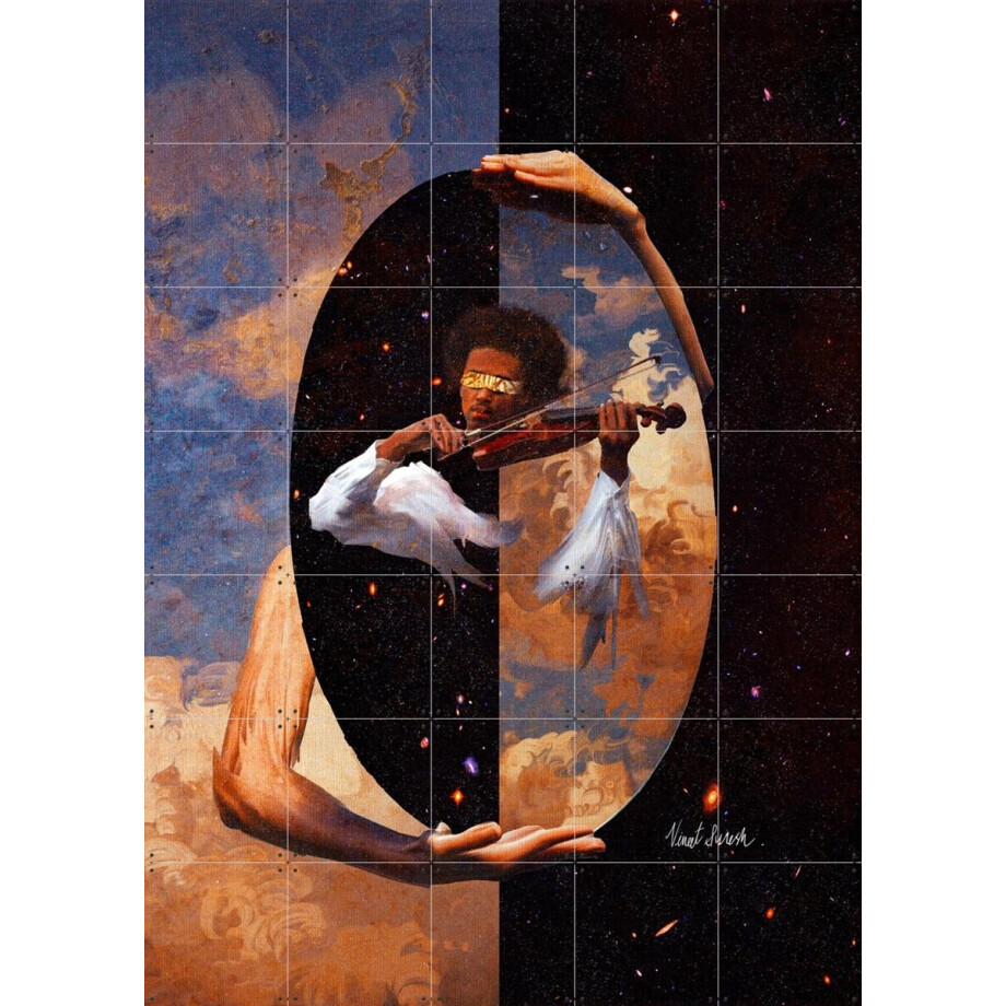 IXXI Split Mirror, Vineet Suresh - 100 x 140 cm - Gratis ophangtool - Grote wanddecoratie en posters - Digitale Kunst, Geometrische Kunst, Modern afbeelding 1