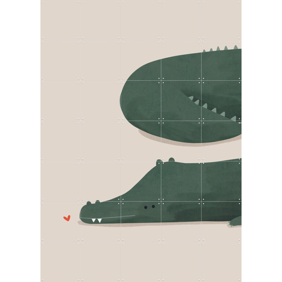 IXXI Krokodil, Alijt - 100 x 140 cm - Grote wanddecoratie en posters - Kleurrijk, Modern, Speels, Minimalisme, Geometrische Kunst, Kinderkamer afbeelding 1