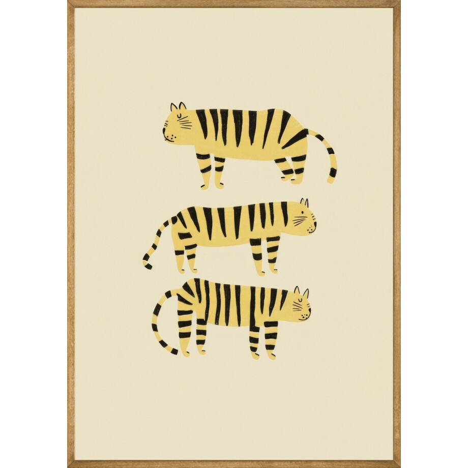 Drie Dromerige Tijgers Poster - 50x70 cm afbeelding 1