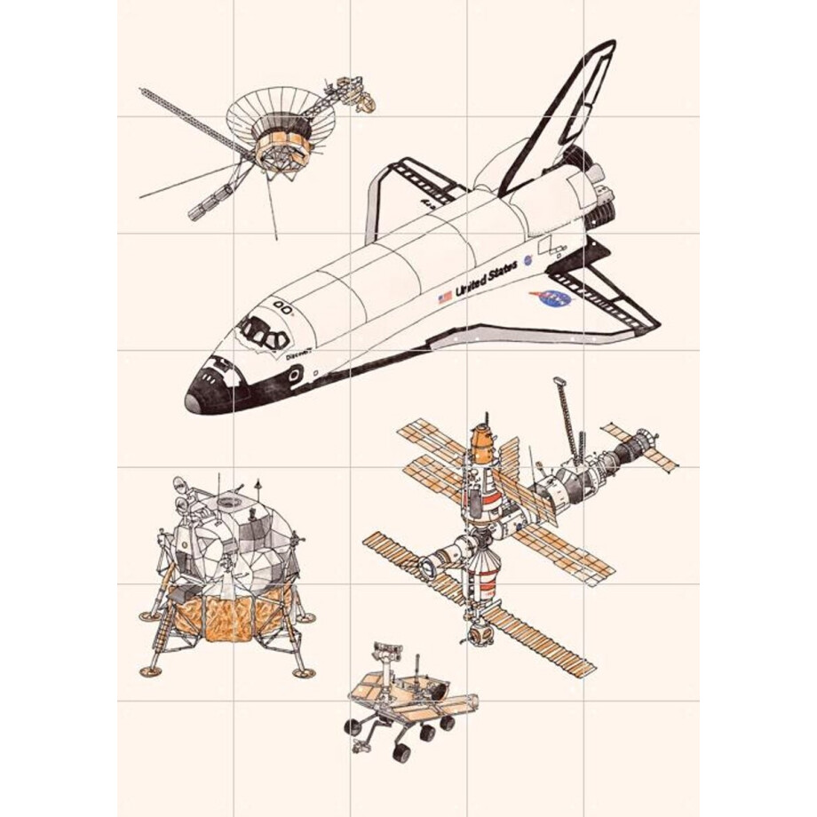 IXXI Spacecrafts, Florent Bodart - 100 x 140 cm - Gratis ophangtool - Grote wanddecoratie en posters - Technische Tekening, Line art, Illustraties IXXI Spacecrafts, Florent Bodart - 100 x 140 cm - Gratis ophangtool - Grote wanddecoratie en posters - Technische Tekening, Line art, Illustraties afbeelding 1