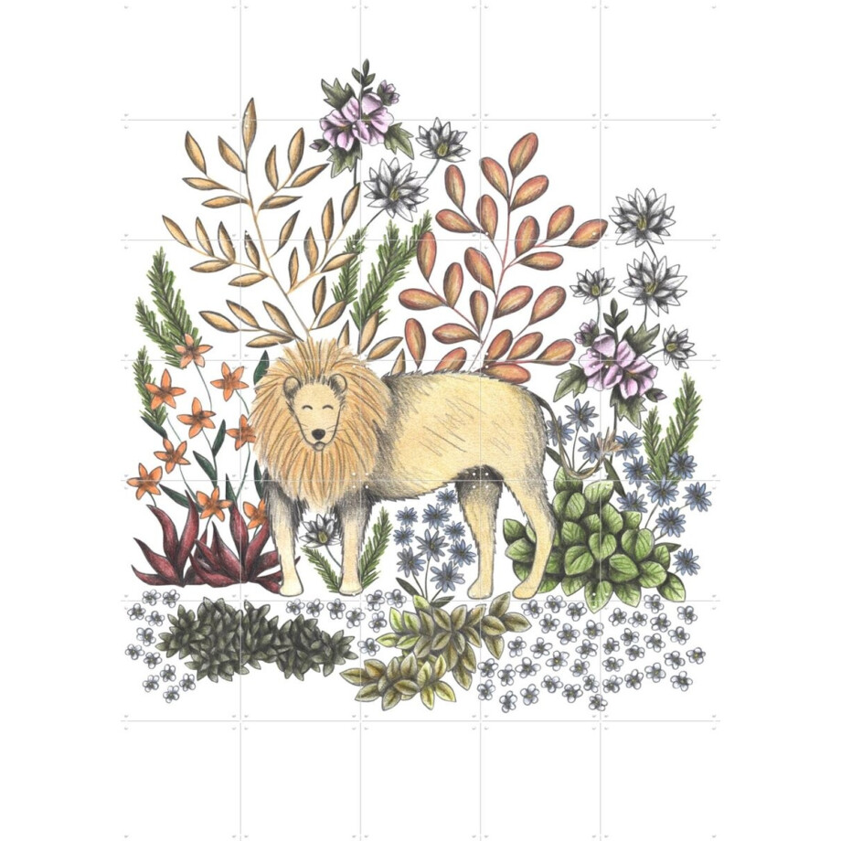 IXXI Safari Lion, Cecilia Battaini - 100 x 140 cm - Grote wanddecoratie en posters - Illustraties, Naturalisme, Fantasierijk, Kleurrijk, Babykamer IXXI Safari Lion, Cecilia Battaini - 100 x 140 cm - Grote wanddecoratie en posters - Illustraties, Naturalisme, Fantasierijk, Kleurrijk, Babykamer afbeelding 1