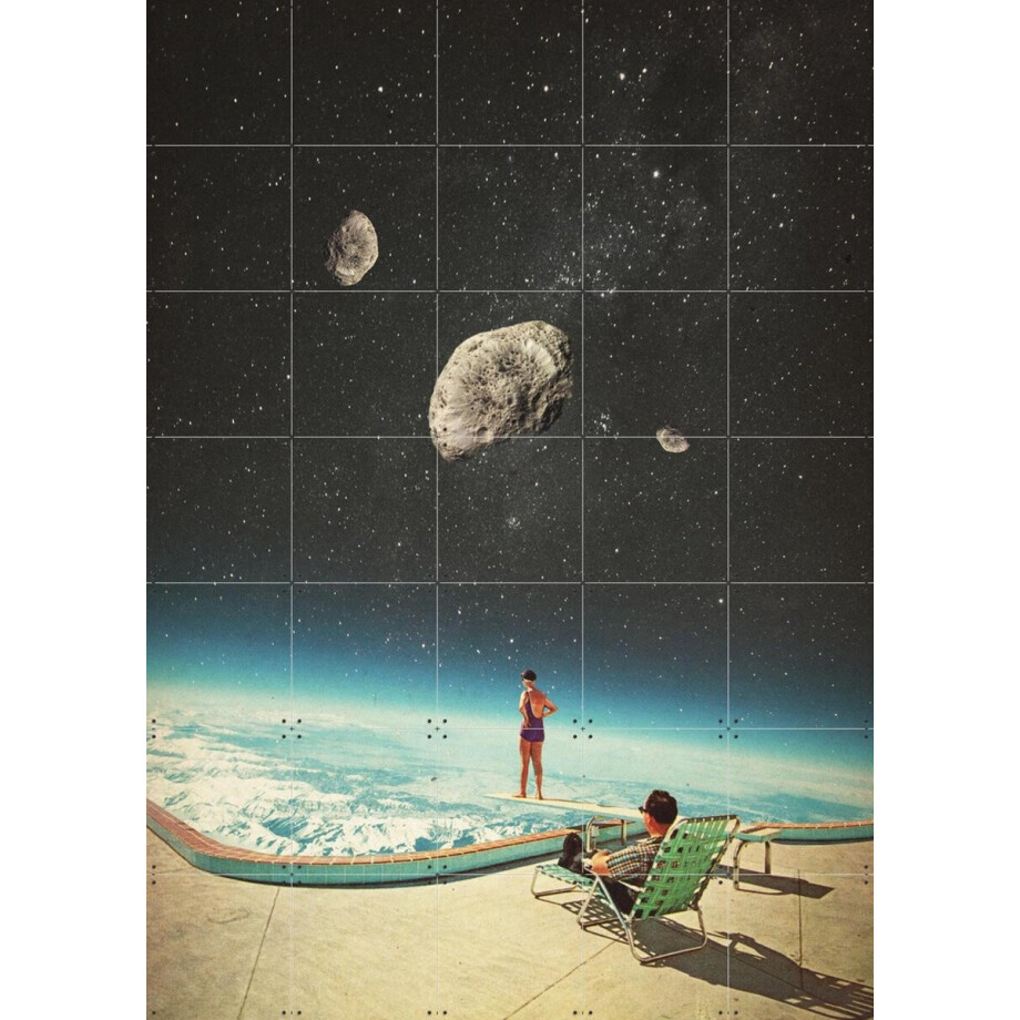 IXXI Summer with a Chance of Asteroids, Frank Moth - 100 x 140 cm - Gratis ophangtool - Grote wanddecoratie en posters - Surrealisme, Collage afbeelding 1