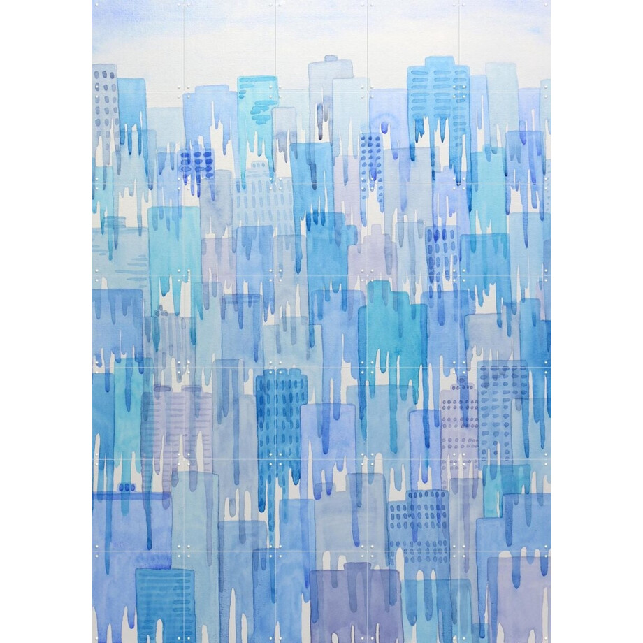 IXXI Dripping Houses, Natalie Bruns - 100 x 140 cm - Gratis ophangtool - Grote wanddecoratie en posters - Abstract, Aquarel, Slaapkamer, Woonkamer afbeelding 1