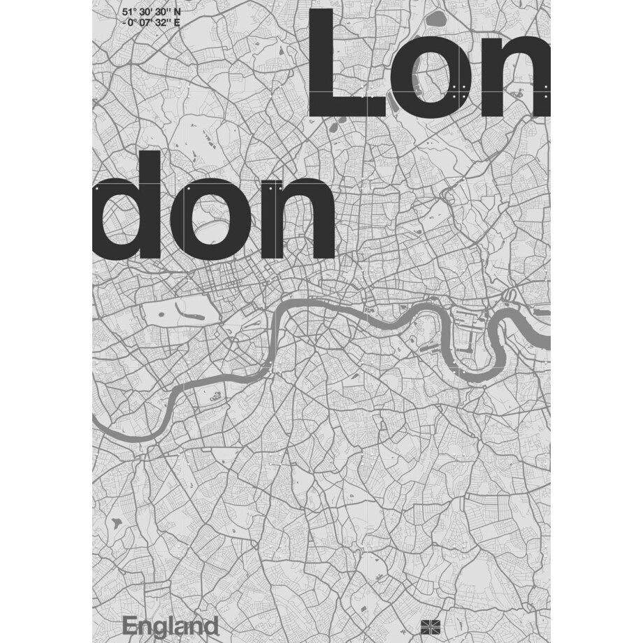 IXXI London Map, Florent Bodart - 100 x 140 cm - Gratis ophangtool - Grote wanddecoratie en posters - Typografie, Illustraties, Grafisch Ontwerp afbeelding 1