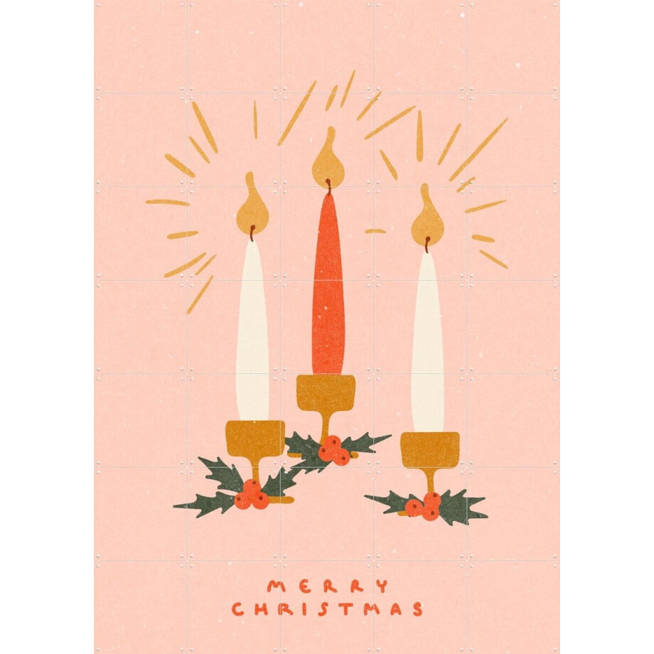 IXXI Christmas Candles, NKTN & Various - 100 x 140 cm - Gratis ophangtool - Grote wanddecoratie en posters - Speels, Illustraties, Woonkamer, Winter afbeelding 1