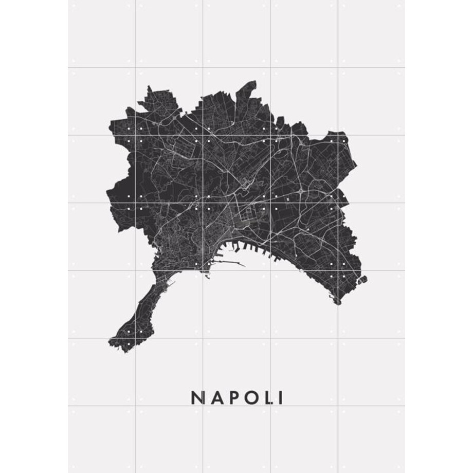 IXXI Napoli City Map, Kunst in Kaart - 100 x 140 cm - Gratis ophangtool - Grote wanddecoratie en posters - Grafisch Ontwerp, Technische Tekening afbeelding 1