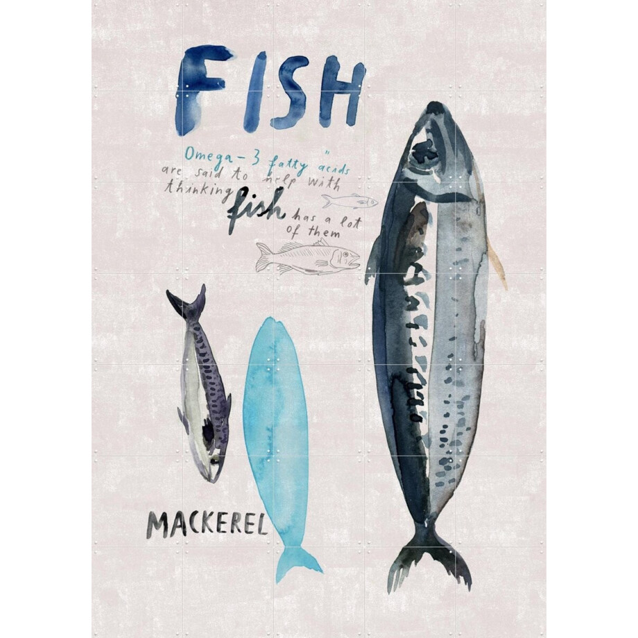 IXXI Fish, Signorinah - 100 x 140 cm - Gratis ophangtool - Grote wanddecoratie en posters - Aquarel, Illustraties, Woonkamer, Keuken, Eetkamer afbeelding 1