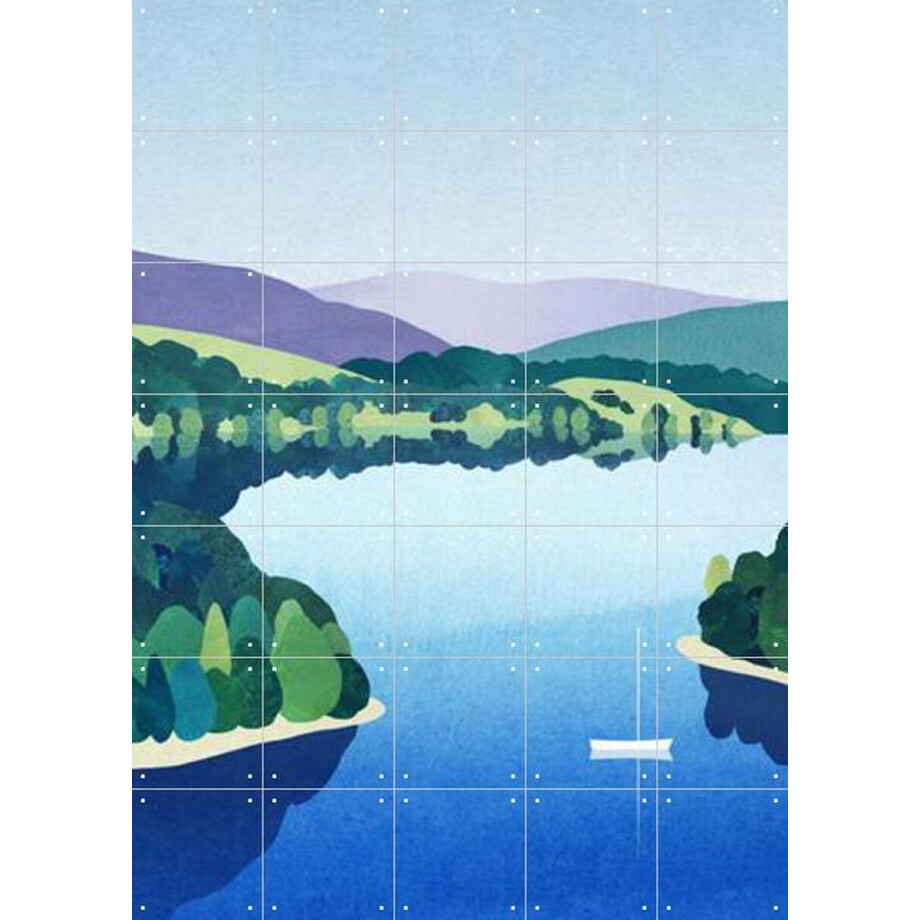 IXXI Sailing on the Lake, Henry Rivers - 100 x 140 cm - Gratis ophangtool - Grote wanddecoratie en posters - Illustraties, Aquarel, Kleurrijk afbeelding 1