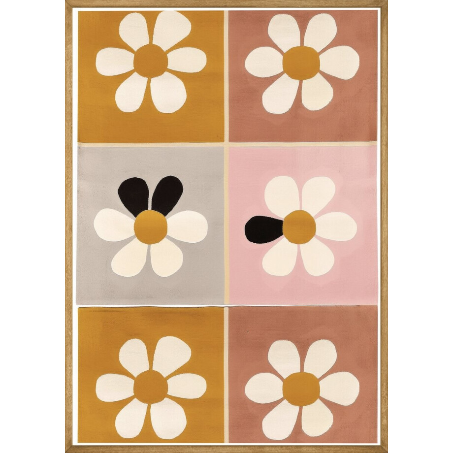 Vrolijke Bloemen in Blokken Poster - 50x70 cm Vrolijke Bloemen in Blokken Poster - 50x70 cm afbeelding 1