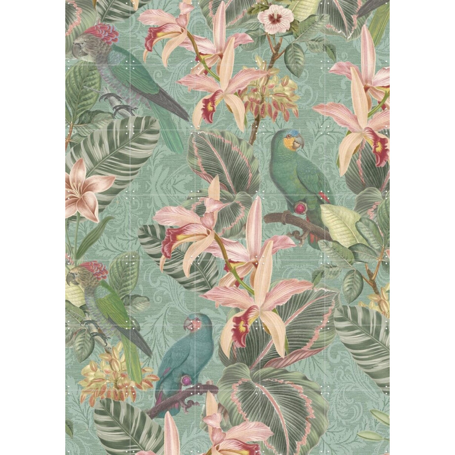 IXXI Tropical Jungle Birds, Bloomery Decor - 100 x 140 cm - Gratis ophangtool - Grote wanddecoratie en posters - Naturalisme, Grafisch Ontwerp afbeelding 1