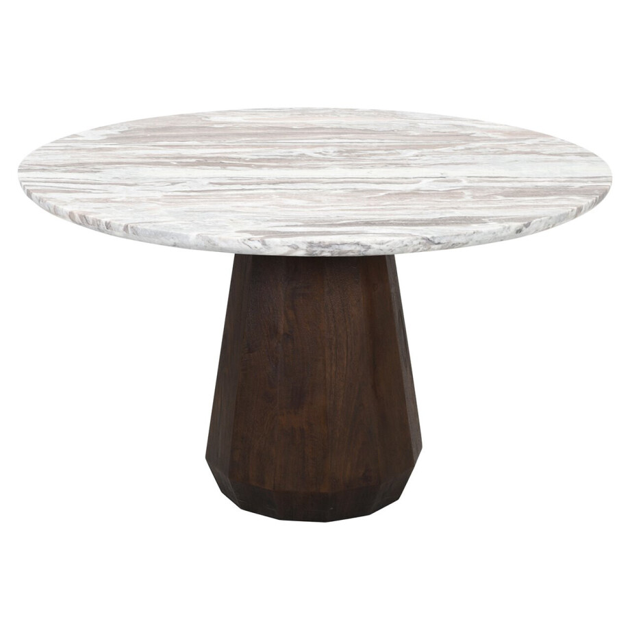 Richmond Ronde Eettafel 'Oberoy' Marmer en mangohout, 130cm afbeelding 1