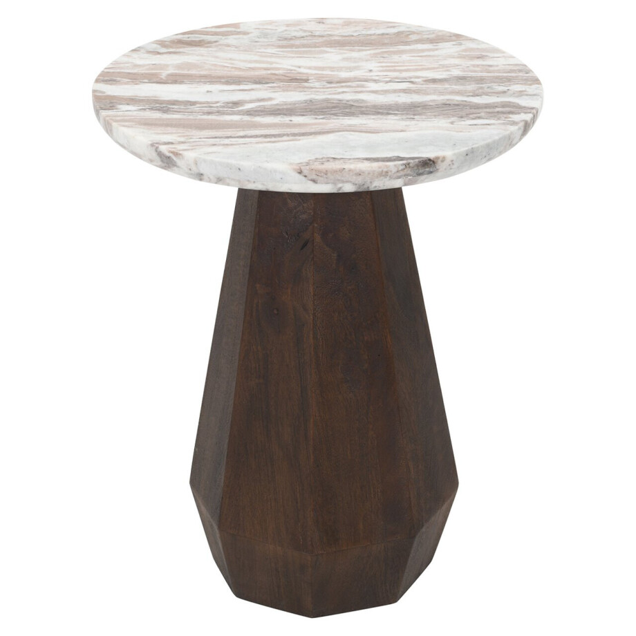 Richmond Ronde Bijzettafel 'Oberoy' Marmer en mangohout, 45cm afbeelding 1