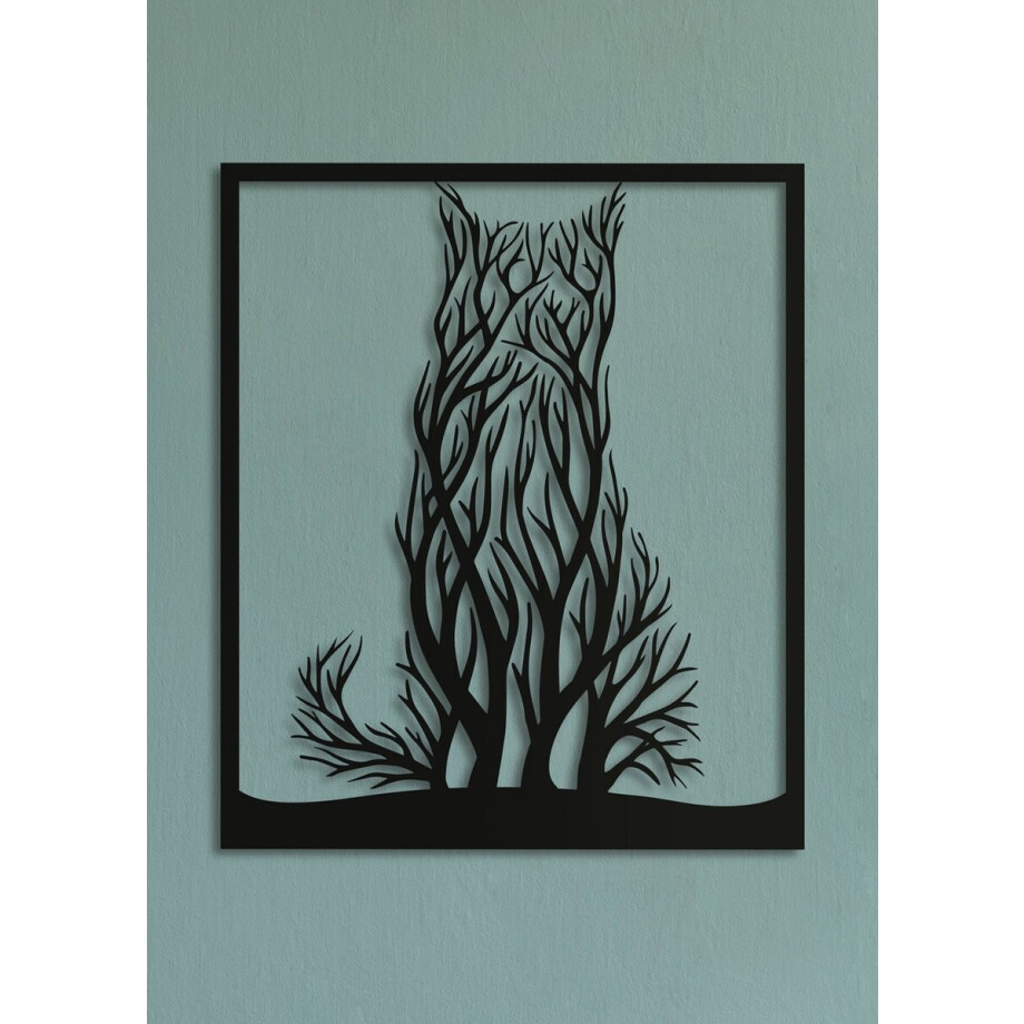 Wanddecoratie | Kat van takken - L (51x60cm) afbeelding 1