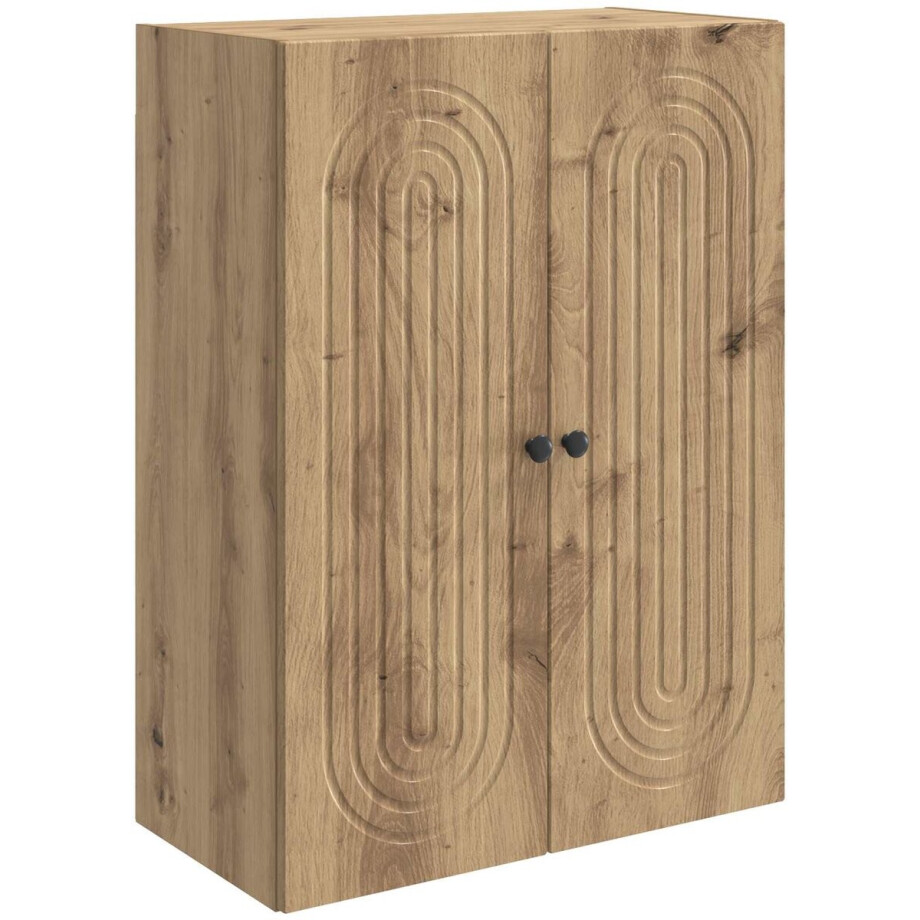 vidaXL - Wandkast - 66 - x - 34,5 - x - 90 - cm - Bewerkt - hout - Artisanaal - eiken vidaXL - Wandkast - 66 - x - 34,5 - x - 90 - cm - Bewerkt - hout - Artisanaal - eiken afbeelding 1