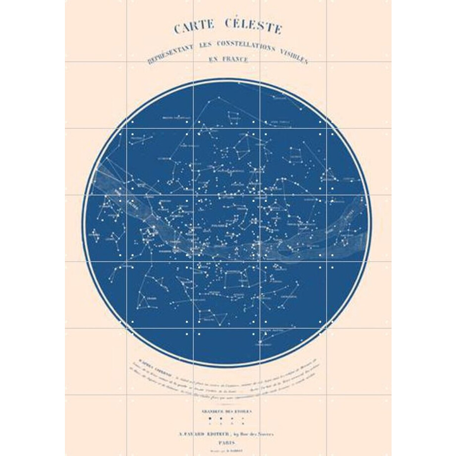 IXXI Carte Celeste Blue, Aster Edition - 100 x 140 cm - Gratis ophangtool - Grote wanddecoratie en posters - Technische Tekening, Grafisch Ontwerp afbeelding 1