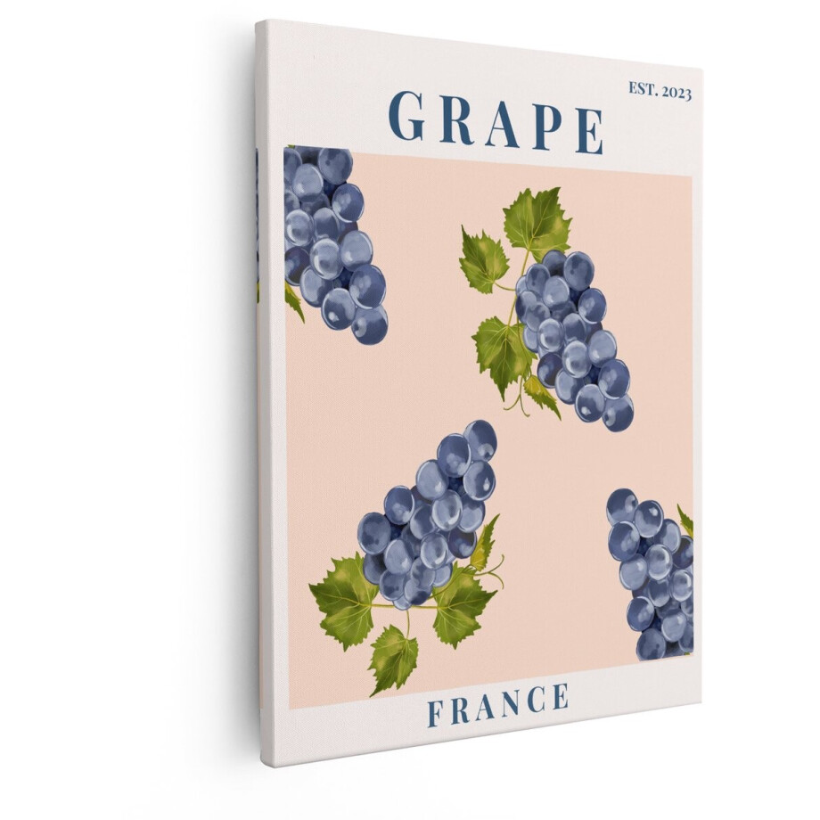 Artaza Canvas Schilderij Franse Druivenillustratie met Tekst 'Grape France Est. 2023' - 40x50 cm - Wanddecoratie Woonkamer - Schilderijen - Muurdecoratie Artaza Canvas Schilderij Franse Druivenillustratie met Tekst 'Grape France Est. 2023' - 40x50 cm - Wanddecoratie Woonkamer - Schilderijen - Muurdecoratie afbeelding 1