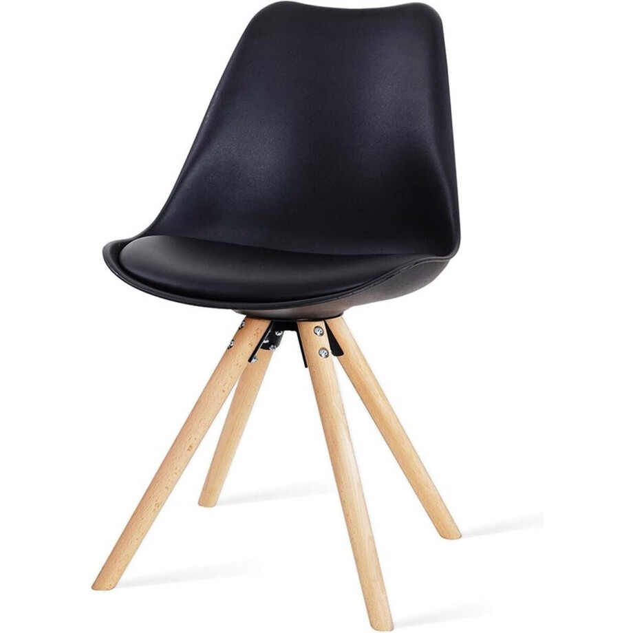 Essence Legno Eetkamerstoel Zwart - Kunststof - PU Zitting - Houten poten - Comfortabel - Kuipstoel Essence Legno Eetkamerstoel Zwart - Kunststof - PU Zitting - Houten poten - Comfortabel - Kuipstoel afbeelding 1