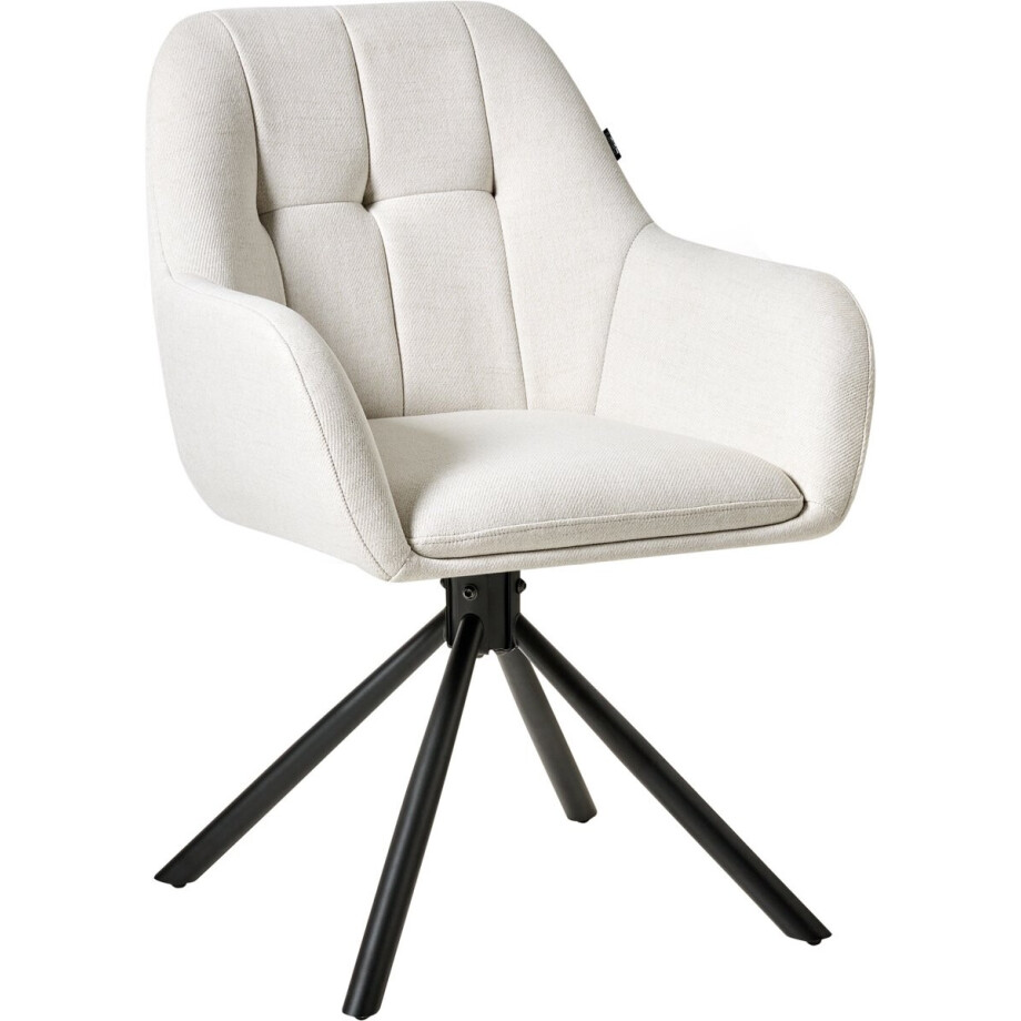 UBLY - Eetkamerstoel - Gebroken wit - Polyester UBLY - Eetkamerstoel - Gebroken wit - Polyester afbeelding 1