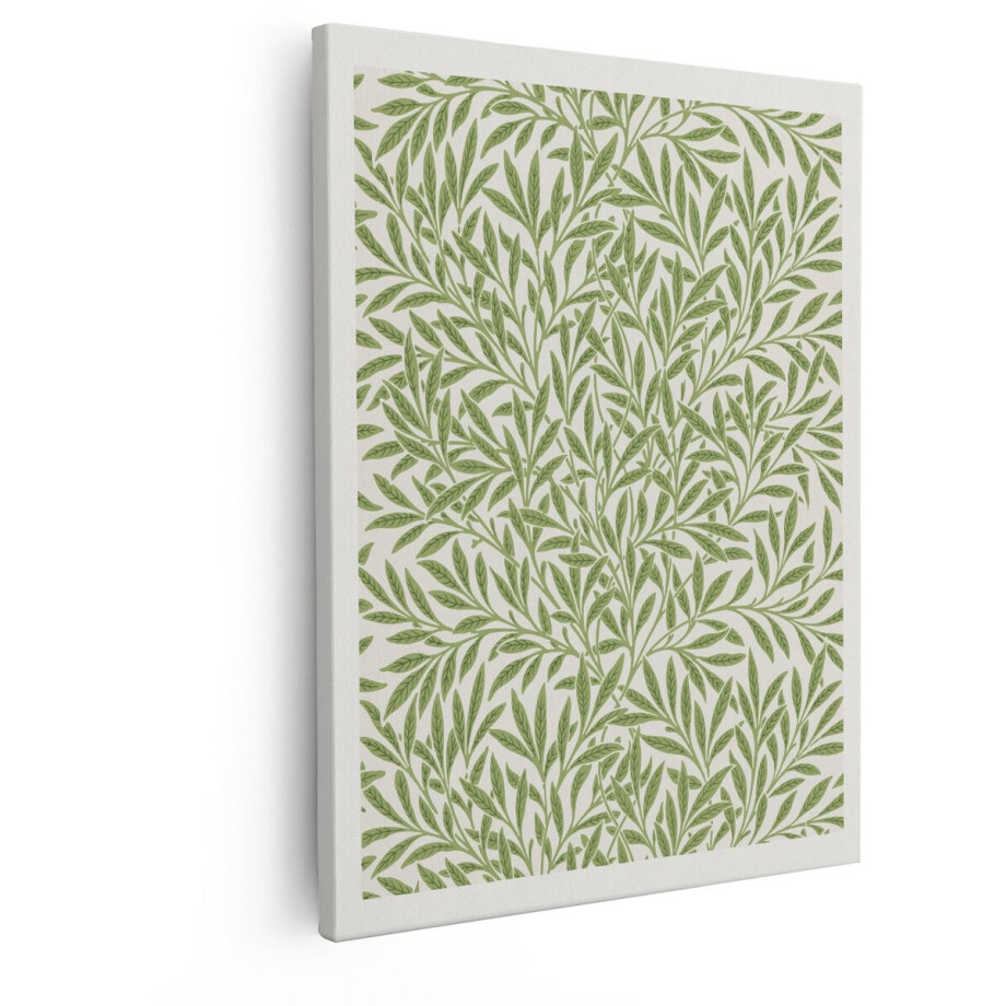 Artaza Canvas Schilderij Groen Bladerpatroon in William Morris Stijl - Naadloos en Herhalend - 80x100 cm - Groot - Wanddecoratie Woonkamer - Schilderijen - Muurdecoratie afbeelding 1