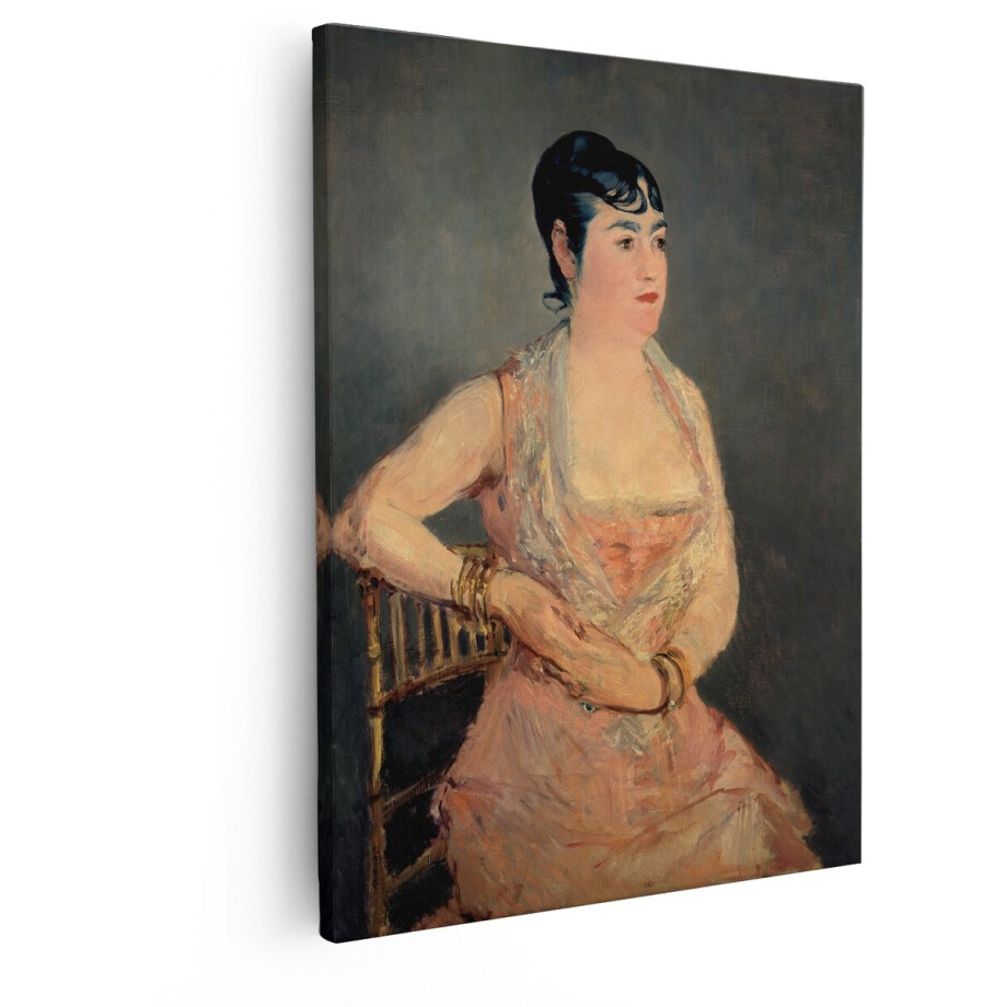 Artaza Canvas Schilderij Vrouw - 80x100 cm - Wanddecoratie Portret Manet - Muurdecoratie Klassiek Schilderij - Decoratie Woonkamer Roze afbeelding 1