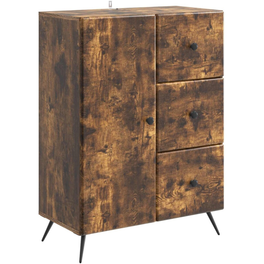vidaXL - Dressoir - Gerookt - eiken - 66 - x - 34,5 - x - 90 - cm - Bewerkt - hout vidaXL - Dressoir - Gerookt - eiken - 66 - x - 34,5 - x - 90 - cm - Bewerkt - hout afbeelding 1