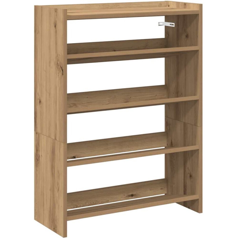 vidaXL - Schoenenrek - 60x25x81 - cm - bewerkt - hout - artisanaal - eikenkleur afbeelding 1