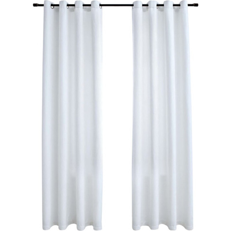 vidaXL - Gordijnen - verduisterend - met - ringen - 2 - st - 140x245 - cm - gebroken - wit afbeelding 1
