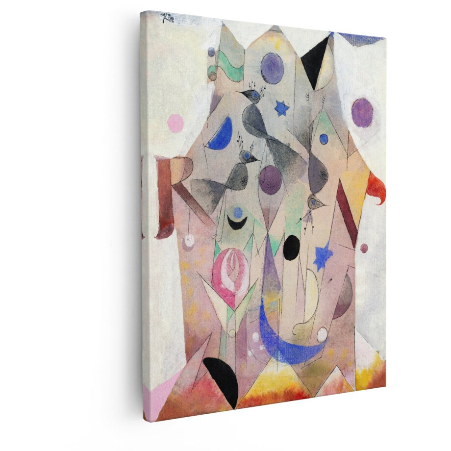 Artaza Canvas Schilderij Paul Klee'S Schilderij 'The King'S Daughter' met Vogels en Geometrische Vormen - 40x50 cm - Wanddecoratie Woonkamer - Schilderijen - Muurdecoratie afbeelding 1